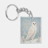 Prettig kerstfeest Sneeuwuil Winter Wonderland Sleutelhanger (Voorkant Links)