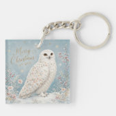 Prettig kerstfeest Sneeuwuil Winter Wonderland Sleutelhanger (Achterkant)