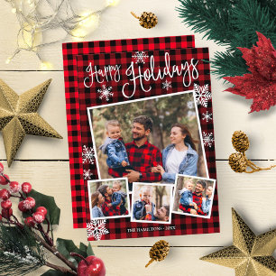 Prettig Kerstfeest Sneeuwvlok 4 Foto's Collage Rus Kaart