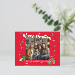 Prettig kerstfeest sneeuwvlok foto persoonlijke fa feestdagenkaart