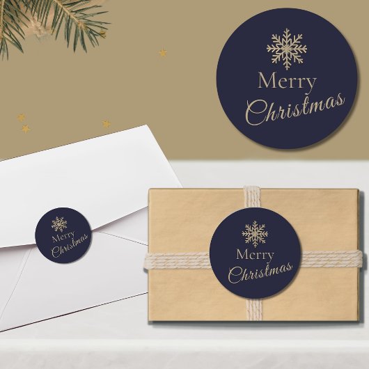 Prettig kerstfeest Sneeuwvlok Kerst viering Ronde Sticker