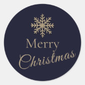 Prettig kerstfeest Sneeuwvlok Kerstmis Ronde Stick Sticker (Voorkant)