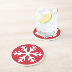 Prettig kerstfeest Sneeuwvlok Vakantie Winter Zandsteen Onderzetter