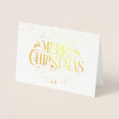 Prettig Kerstfeest Sneeuwvlokken Elegant Goud Folie Kaarten (Voorkant)