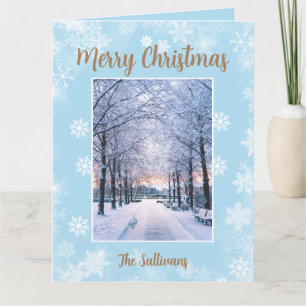 Prettig kerstfeest sneeuwvlokken gouden schrift vi kaart