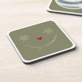 Prettig kerstfeest Sneeuwvlokken Grappig Smiley Ge Drankjes Onderzetter (Linkerzijde)