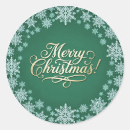 Prettig kerstfeest Sneeuwvlokken Groen  Ronde Sticker