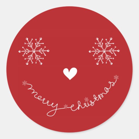 Prettig kerstfeest Sneeuwvlokken Smiley Gezicht Ro Ronde Sticker (Voorkant)