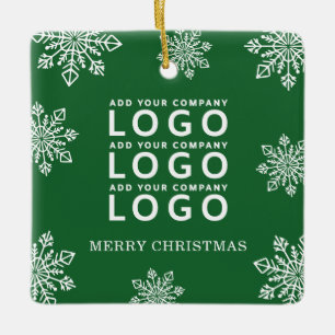 Prettig kerstfeest Sneeuwvlokken Zakelijk logo Gro Keramisch Ornament