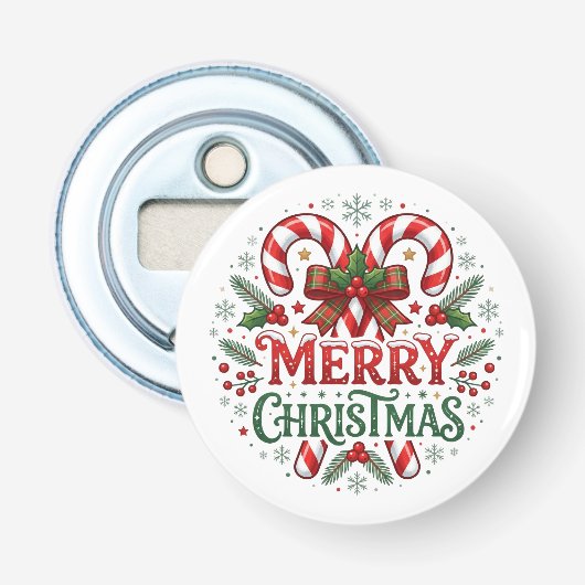 Prettig kerstfeest snoeprietje button flesopener (Voorkant)