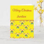 Prettig kerstfeest Snoepstokken en lint Kaart (Gele Bloem)