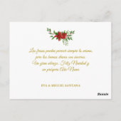 Prettig Kerstfeest Spaans met Poinsettia en Hulst Briefkaart (Achterkant)