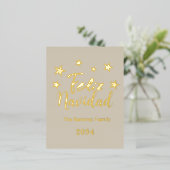 Prettig Kerstfeest Spaanse Moderne Kerst Familie Folie Feestdagen Briefkaart (Staand Voorkant)