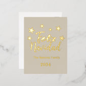Prettig Kerstfeest Spaanse Moderne Kerst Familie Folie Feestdagen Briefkaart (Voorkant / Achterkant)