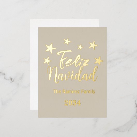 Prettig Kerstfeest Spaanse Moderne Kerst Familie Folie Feestdagen Briefkaart (Voorkant / Achterkant)
