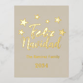 Prettig Kerstfeest Spaanse Moderne Kerst Familie Folie Feestdagen Briefkaart (Voorkant)