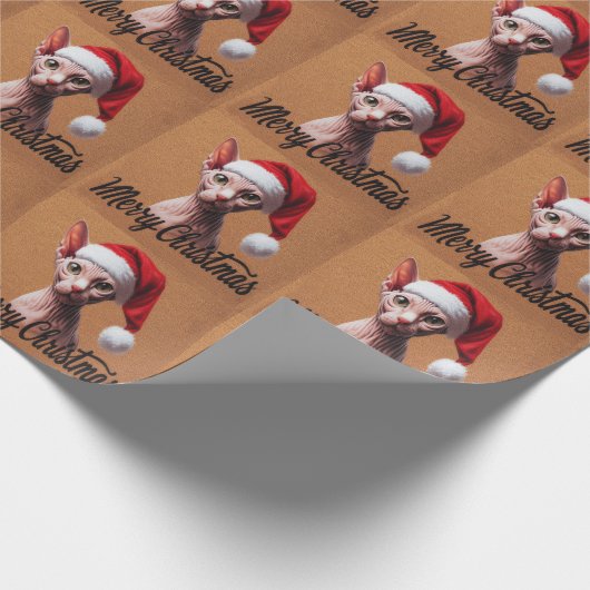 Prettig kerstfeest Sphynx Kat, Kerstmis Kerstman S Cadeaupapier (Hoek)