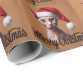Prettig kerstfeest Sphynx Kat, Kerstmis Kerstman S Cadeaupapier (Rol Hoek)