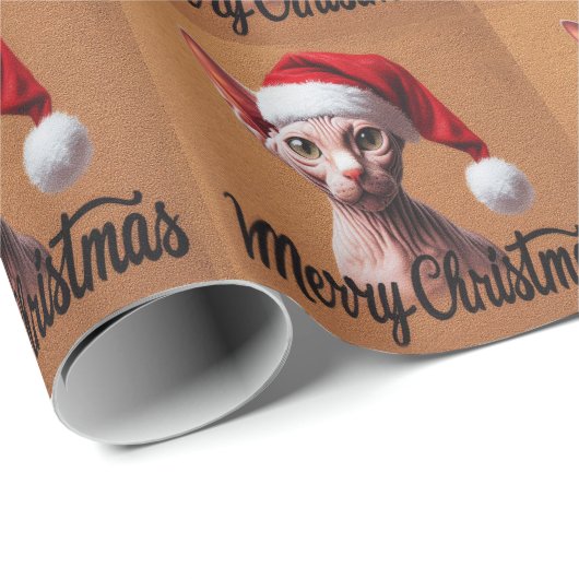 Prettig kerstfeest Sphynx Kat, Kerstmis Kerstman S Cadeaupapier (Rol Hoek)
