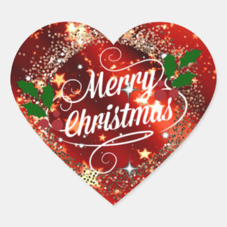Prettig kerstfeest, sprankel en glinster hart sticker
