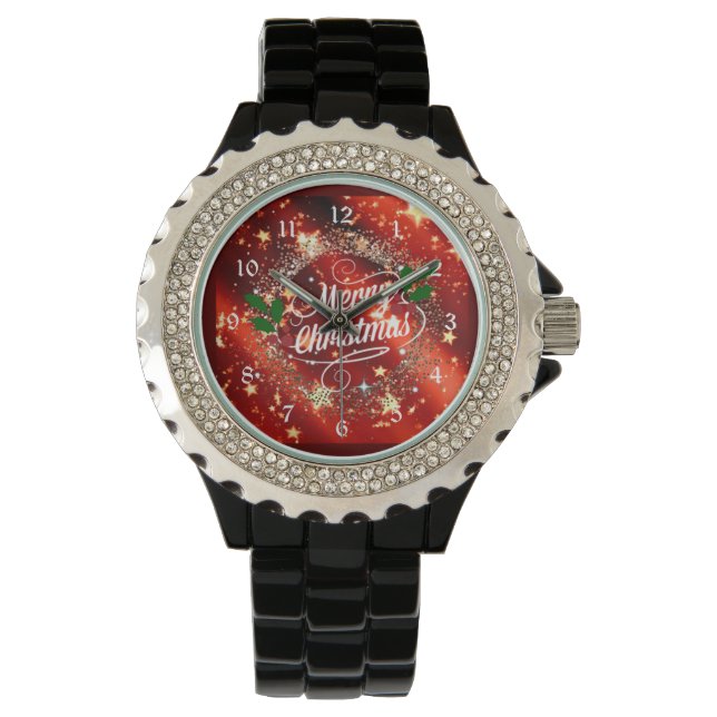 Prettig kerstfeest, sprankel en glinster horloge (Voorkant)