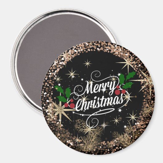Prettig kerstfeest, sprankel, glinster en schitter magneet (Voorkant / Achterkant)
