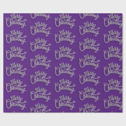 Prettig kerstfeest sprankelend paars en zilver ont cadeaupapier (Vlak)