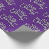 Prettig kerstfeest sprankelend paars en zilver ont cadeaupapier (Hoek)