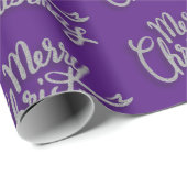 Prettig kerstfeest sprankelend paars en zilver ont cadeaupapier (Rol Hoek)