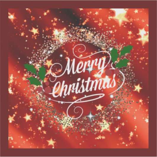 Prettig kerstfeest, sprankelend rood en goud ontwe sticker (Voorkant)