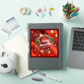 Prettig kerstfeest, sprankelend rood en goud ontwe sticker (iPad Cover)