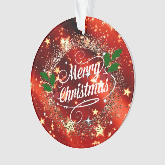 Prettig kerstfeest, sprankelend rood en goud, ornament (voorkant)