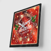 Prettig kerstfeest, sprankelende en glinsterende u vierkante klok (Hoek)