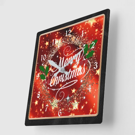 Prettig kerstfeest, sprankelende en glinsterende u vierkante klok (Hoek)