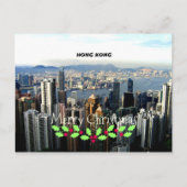 Prettig kerstfeest, stadsgezicht van Hong Kong Feestdagenkaart (Voorkant)
