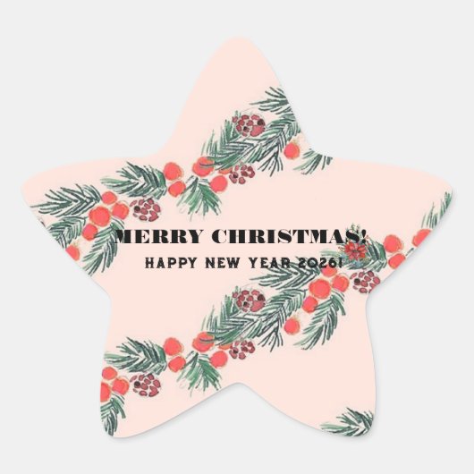 Prettig kerstfeest! ster sticker (Voorkant)