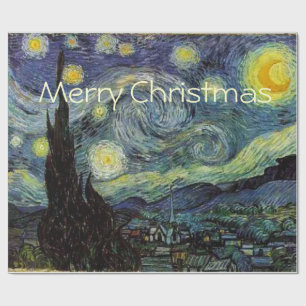 Prettig kerstfeest Sterrennacht door Vincent van G Cadeaupapier
