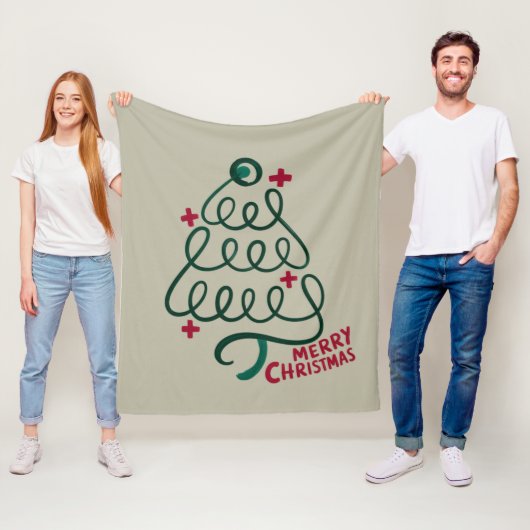 Prettig kerstfeest Stethoscoop CNA Medewerker Fleece Deken (In situ)