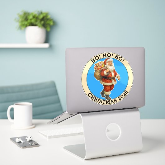 Prettig kerstfeest sticker (Laptop op bureau)