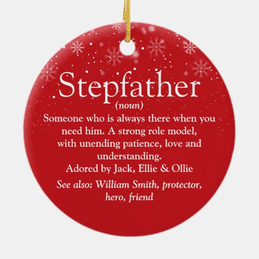 Prettig kerstfeest stiefvader definitie keramisch ornament (Achterkant)
