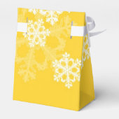 Prettig kerstfeest Stijlvolle Gele Sneeuwvlokken Bedankdoosjes (Achterkant)