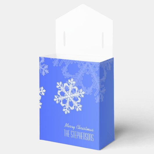 Prettig kerstfeest Stijlvolle kobaltblauwe sneeuwv Bedankdoosjes (Geopend)