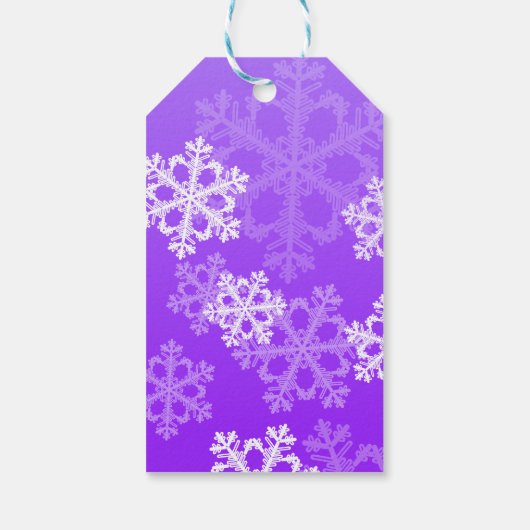Prettig kerstfeest Stijlvolle paarse sneeuwvlokken Cadeaulabel (Achterkant)