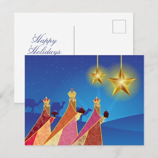 Prettig Kerstfeest | Stille Nacht Drie Wijzen Feestdagenkaart (Voorkant / Achterkant)