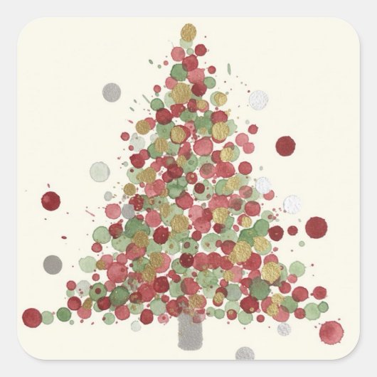 Prettig kerstfeest Stippenboom Vierkante Sticker (Voorkant)