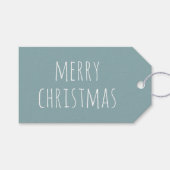 Prettig Kerstfeest | Stof Teal Minimalistische Ker Cadeaulabel (Voorkant (Horizontaal))