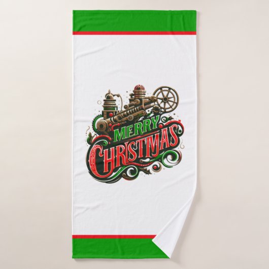 Prettig kerstfeest stoombroek badhanddoek (Badhanddoek)