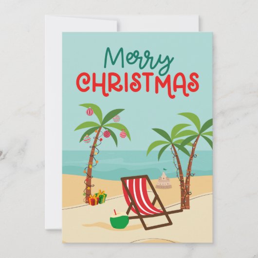 Prettig kerstfeest strand feestdagenkaart (Voorkant)