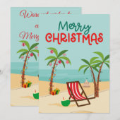 Prettig kerstfeest strand feestdagenkaart (Voorkant / Achterkant)