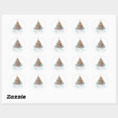 Prettig Kerstfeest Strand Kerstboom Ronde Sticker (Vel)